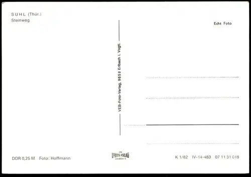 ÄLTERE POSTKARTE SUHL STEINWEG WERBUNG KUTSCHERMARKT FUSSGÄNGERZONE Steigleder Ansichtskarte AK cpa postcard