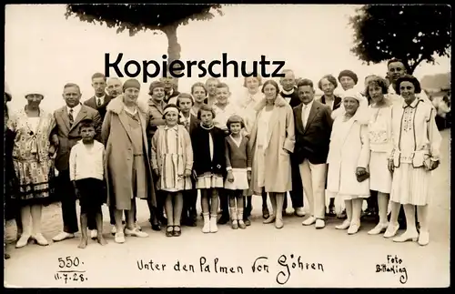 ALTE FOTO POSTKARTE UNTER DEN PALMEN VON GÖHREN 11.07.1928 RÜGEN Pelz fur fourrure cpa photo AK Ansichtskarte postcard