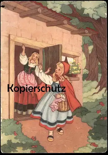ALTE POSTKARTE ROTKÄPPCHEN Le petit chaperon rouge little Red Riding Hood girl Kind child enfant cpa AK postcard