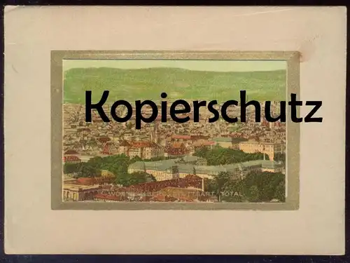 ALTE STABILE GRUSSKARTE STUTTGART TOTAL WÜRTTEMBERG VERGOLDETER RAHMEN VERGOLDETE SCHRIFT 1908 Karte