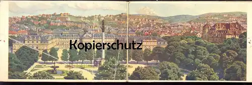 ALTE DOPPEL-POSTKARTE STUTTGART SCHLOSSPLATZ SCHLOSS chateau castle Klappkarte Doppelkarte Ansichtskarte AK postcard cpa