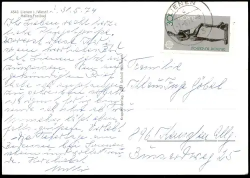 ÄLTERE POSTKARTE LIENEN IN WESTFALEN HALLEN-FREIBAD Sprungturm pool piscine Teutoburger Wald postcard Ansichtskarte cpa