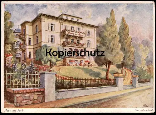 ALTE POSTKARTE BAD SCHWALBACH HAUS AM PARK BESITZER O. VOSS SIGN. FRANZ WEBER Taunus Ansichtskarte AK cpa postcard