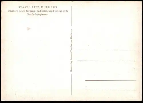 ALTE POSTKARTE BAD SALZUFLEN INNENANSICHT KURHAUS Kronleuchter Inh. Erich Jürgens candelabrum postcard Ansichtskarte AK