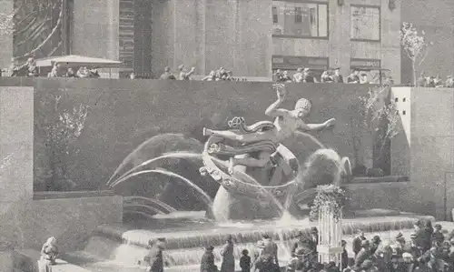 ALTE POSTKARTE PROMETHEUS FOUNTAIN NEW YORK ROCKEFELLER CENTER 1937 Springbrunnen USA America vintage postcard cpa