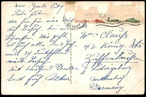 ALTE POSTKARTE PROMETHEUS FOUNTAIN NEW YORK ROCKEFELLER CENTER 1937 Springbrunnen USA America vintage postcard cpa