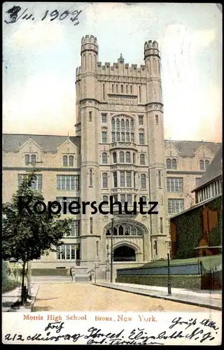 ALTE POSTKARTE MORRIS HIGH SCHOOL BRONX NEW YORK USA Schule école Ansichtskarte postcard cpa AK