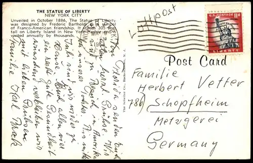 ÄLTERE POSTKARTE THE STATUE OF LIBERTY NEW YORK CITY UNVEILED IN OCTOBER 1886 Ansichtskarte postcard cpa AK