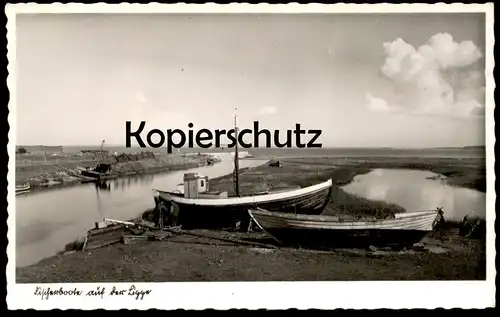 ALTE POSTKARTE FISCHERBOOTE AUF DER LIPPE HOHWACHTER BUCHT Hohwacht Fischer Boot Kran crane grue Ansichtskarte postcard
