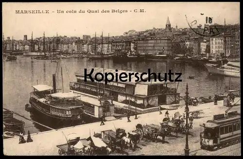 ALTE POSTKARTE MARSEILLE UN COIN DU QUAI DES BELGES Kai Hafen Dampfer Schiff ship tramway Ansichtskarte postcard cpa AK