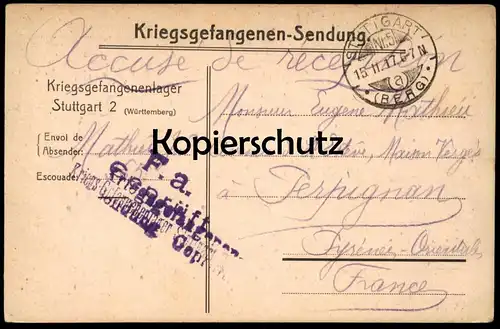 ALTE POSTKARTE KRIEGSGEFANGENENLAGER STUTTGART 2 KRIEGSGEFANGENENPOST 1917 Lager prison camp cpa postcard Ansichtskarte