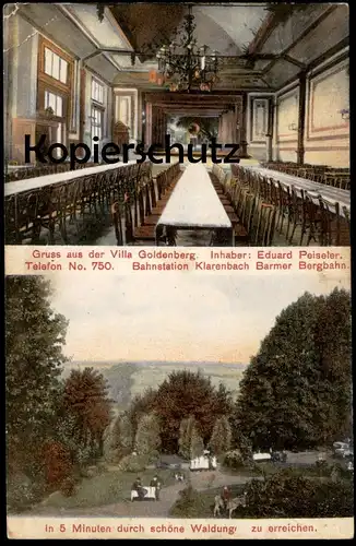 ALTE POSTKARTE GRUSS AUS DER VILLA GOLDENBERG BAHNSTATION BARMER BERBAHN PEISELER REMSCHEID Ansichtskarte postcard cpa