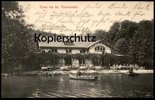 ALTE POSTKARTE GRUSS VON DER WINKELSMÜHLE 1909 GRUITEN Mettmann Erkrath Mühle Boot AK Ansichtskarte cpa postcard