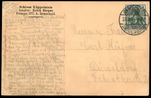 ALTE POSTKARTE BERGISCHES LAND SCHLOSS KÜPPELSTEIN Remscheid Müngsten Bergisch Land chateau castle Ansichtskarte AK cpa