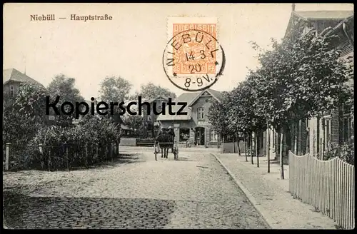ALTE POSTKARTE NIEBÜLL HAUPTSTRASSE MIT KUTSCHE Ansichtskarte cpa AK postcard