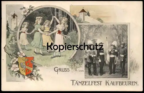 ALTE POSTKARTE GRUSS VOM TÄNZELFEST KAUFBEUREN Bayern Tanz dance Kinder children uniform Ansichtskarte cpa AK postcard