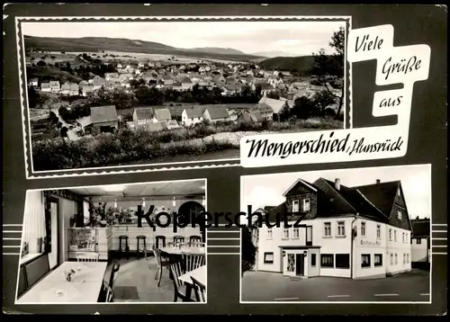 ÄLTERE POSTKARTE GRÜSSE AUS MENGERSCHIED GASTHAUS ZUR POST THEKE TOTAL HUNSRÜCK Simmern postcard cpa AK Ansichtskarte