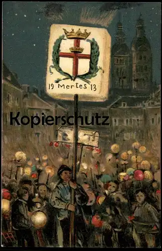 ALTE POSTKARTE COBLENZ MERTES 1913 SANKT MEHRTES KINDERMERTESFACKELZUG ST. MARTIN Koblenz Ansichtskarte postcard