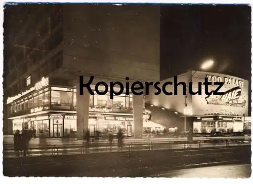 ÄLTERE POSTKARTE BERLIN ZOOPALAST FILM HAIE UND KLEINE FISCHE HOCHHAUS AM ZOO Möbel Spiegel postcard cpa Ansichtskarte