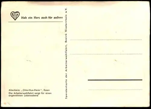 ALTE POSTKARTE ESSEN ALTENHEIM OTTO-HUE-HEIM ARBEITERWOHLFAHRT SORGT FÜR EINEN ANGENEHMEN LEBENSABEND AWO Ansichtskarte