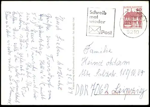 ÄLTERE POSTKARTE GRÜSSE AUS TROISDORF FUSSGÄNGERZONE ELEKTRO MENNE PORST DAK TEPPICH SEFAT Ansichtskarte AK cpa postcard
