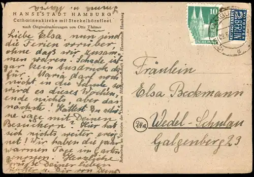 ALTE KÜNSTLER POSTKARTE HANSESTADT HAMBURG CATHARINENKIRCHE MIT STECKELHÖRNFLEET SIGN. OTTO THÄMER Ansichtskarte AK