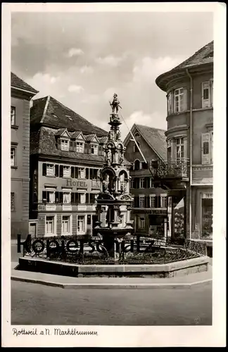 ALTE POSTKARTE ROTTWEIL AM NECKAR MARKTBRUNNEN HOTEL LAMM Brunnen fontaine fountain AK postcard Ansichtskarte cpa