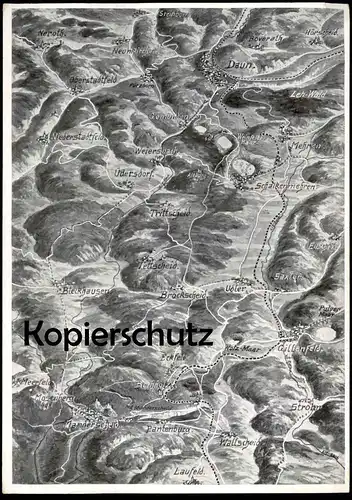 ALTE POSTKARTE RELIEFKARTE DER VULKANISCHEN EIFEL DAUN LAUFELD BLECKHAUSEN NEROTH STROHN LANDKARTE map postcard AK