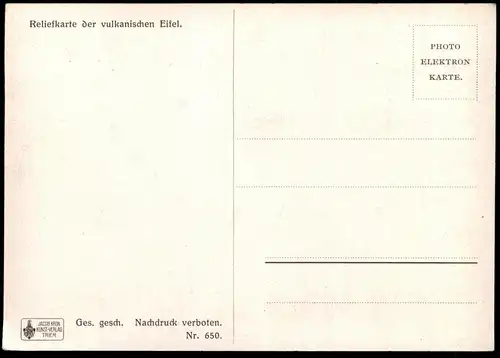 ALTE POSTKARTE RELIEFKARTE DER VULKANISCHEN EIFEL DAUN LAUFELD BLECKHAUSEN NEROTH STROHN LANDKARTE map postcard AK