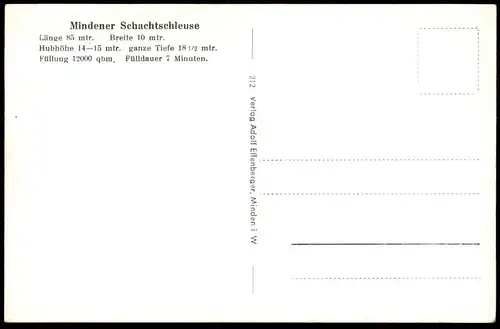 ALTE POSTKARTE MINDEN SCHACHTSCHLEUSE Schleuse Schiff Passagierschiff Porta Westfalica Ship watergate écluse sluice AK