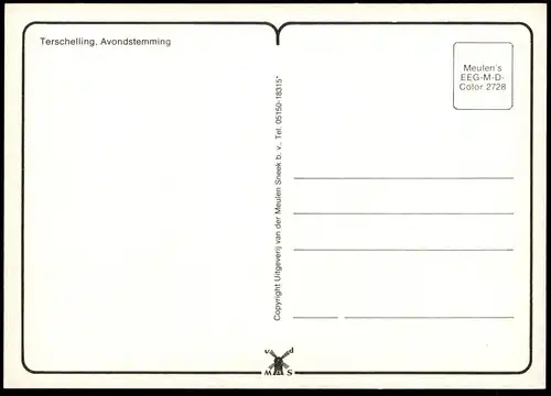 ÄLTERE POSTKARTE TERSCHELLING AVONDSTEMMING WINDMÜHLE Mühle Mill Moulin Windmill Molen Abendstimmung Nederland postcard