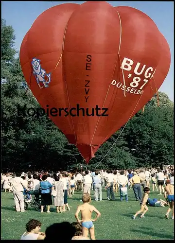 ÄLTERE POSTKARTE DÜSSELDORF SÜDPARK MIT HEISSLUFTBALLON BUGA 1987 BALLON SE-ZVY hot-air balloon Ansichtskarte postcard