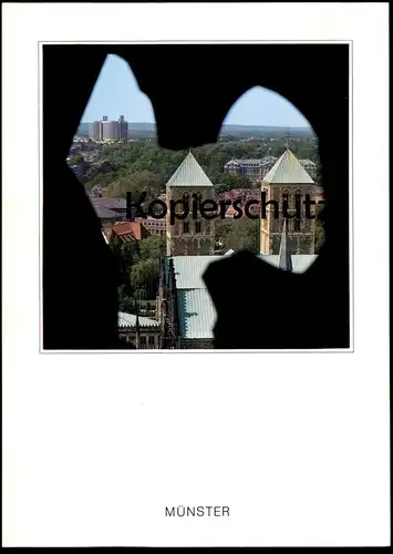 ÄLTERE POSTKARTE MÜNSTER BLICK ZUM DOM SCHLOSS UND GROSSKLINIKUM VON DER LAMBERTIKIRCHE Uni Uniklinik Ansichtskarte AK