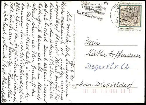 ÄLTERE POSTKARTE GRUSS AUS WOLFSBURG FUSSGÄNGERZONE BAHNHOFSPASSAGE VOLKSWAGEN FABRIK Factory Fabrique VW WERK Schloss