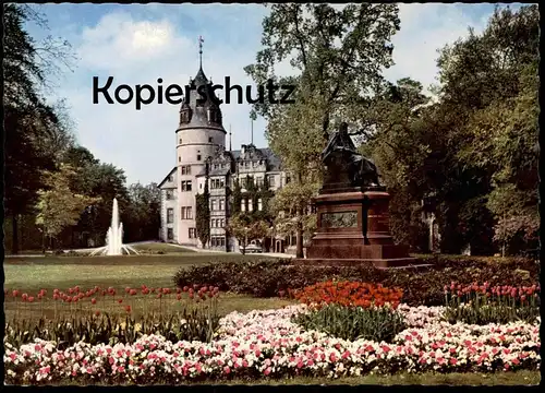 ÄLTERE POSTKARTE DETMOLD SCHLOSSPARK SCHLOSS Blumen flowers fleurs chateau castle Park parc cpa Ansichtskarte postcard