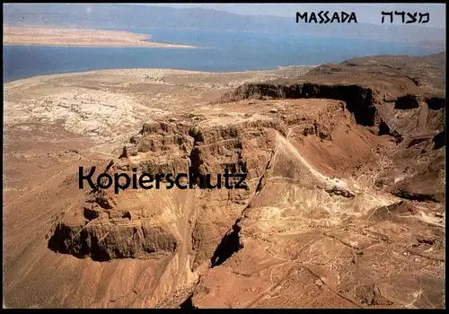 ÄLTERE POSTKARTE MASSADA GENERAL VIEW WITH DEAD SEA TOTES MEER LUFTBILD Israel postcard Ansichtskarte cpa AK
