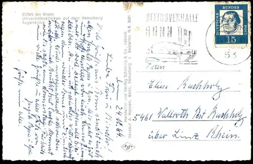 ÄLTERE POSTKARTE BONN AUGENKLINIK AM VENUSBERG UNIVERSITÄTSKLINIKEN Hospital Krankenhaus postcard Ansichtskarte