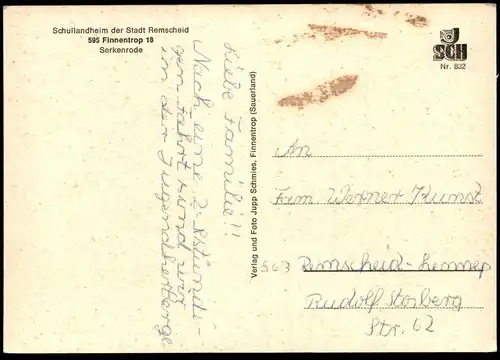 ÄLTERE POSTKARTE SERKENRODE SCHULLANDHEIM DER STADT REMSCHEID FINNENTROP SAUERLAND AK Ansichtskarte postcard cpa