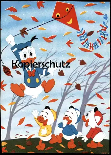 ÄLTERE POSTKARTE DONALD DUCK DRACHEN STEIGEN KITE FLY TICK TRICK TRACK DREI NEFFEN Disney cpa postcard AK Ansichtskarte