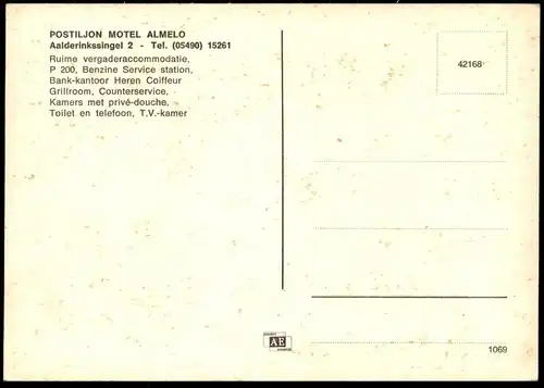 ÄLTERE POSTKARTE ALMELO POSTILJON HOTEL RUIME BENZINE SERVICE STATION COIFFEUR GRILLROOM KOCH Ansichtskarte postcard cpa