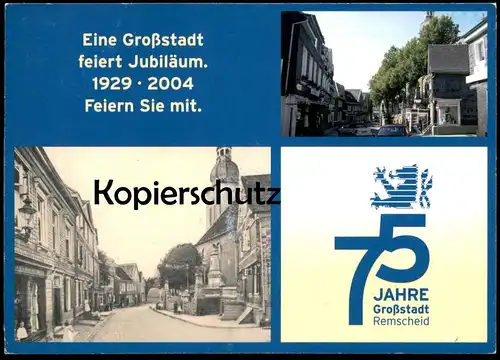 ÄLTERE POSTKARTE REMSCHEID 75 JAHRE GROSSSTADT REMSCHEID 1929 - 2004 JUBILÄUM Kuss kiss Lippenstift lipstick postcard AK