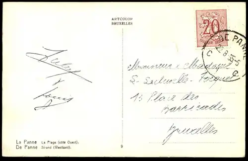 ALTE POSTKARTE DE PANNE LA PLAGE COTÉ OUEST WESTKANT Strand beach Westflandern Belgien Belgique Belgie cpa postcard