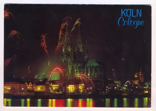 POSTKARTE KÖLN KÖLNER DOM FEUERWERK FESTFEUERWERK FIREWORKS Feu d'artifice Cologne Sylvester cpa postcard Ansichtskarte