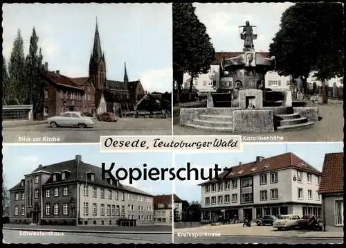 ALTE POSTKARTE OESEDE GEORGSMARIENHÜTTE SCHWESTERNHAUS KAROLINENHÖHE SPARKASSE VW KÄFER Ansichtskarte postcard cpa AK