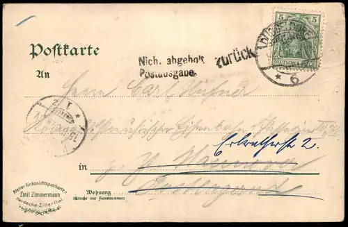 ALTE LITHO POSTKARTE DÜSSELDORF GRAFENBERG GRUSS VON DER HIRSCHBURG BES. H. HELBING cpa postcard AK Ansichtskarte