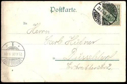ALTE LITHO POSTKARTE DÜSSELDORF GRAFENBERG GRUSS VON DER HIRSCHBURG BES. H. HELBING cpa postcard AK Ansichtskarte