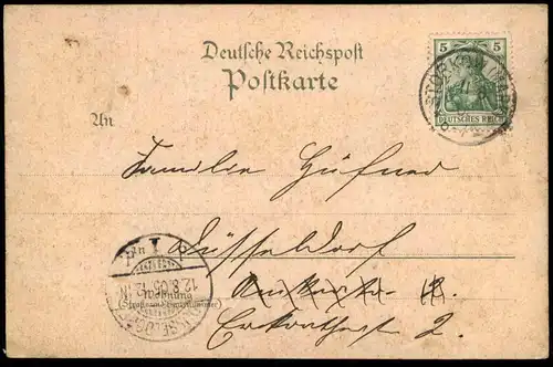 ALTE LITHO POSTKARTE GRUSS AUS STORKOW MARK BAHNHOF KIRCHE HUBERTUSHÖHE gare station Ansichtskarte postcard AK cpa