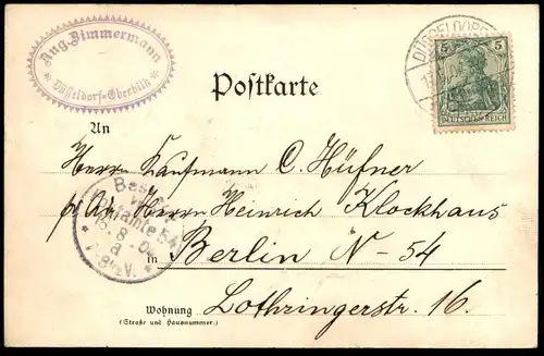 ALTE POSTKARTE JUGENDSTIL KÜNSTLER POSTKARTE DÜSSELDORF 1904 VERSAMMLUNG DEUTSCHER FAKTOREN BUND Ansichtskarte postcard