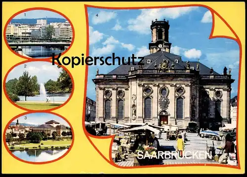 ÄLTERE POSTKARTE SAARBRÜCKEN SAAR-PARTIE DEUTSCH-FRANZÖSISCHER GARTEN STAATSTHEATER Ansichtskarte AK cpa postcard