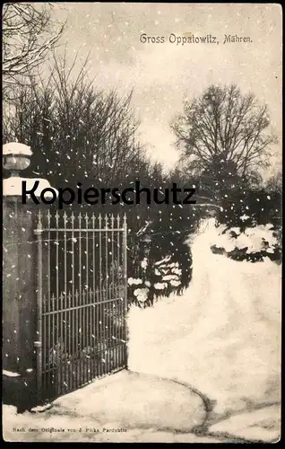 ALTE POSTKARTE GROSS OPPATOWITZ MÄHREN WINTER SCHNEE J. PIRKA Opatowitz Velke Opatovice Ansichtskarte cpa AK postcard